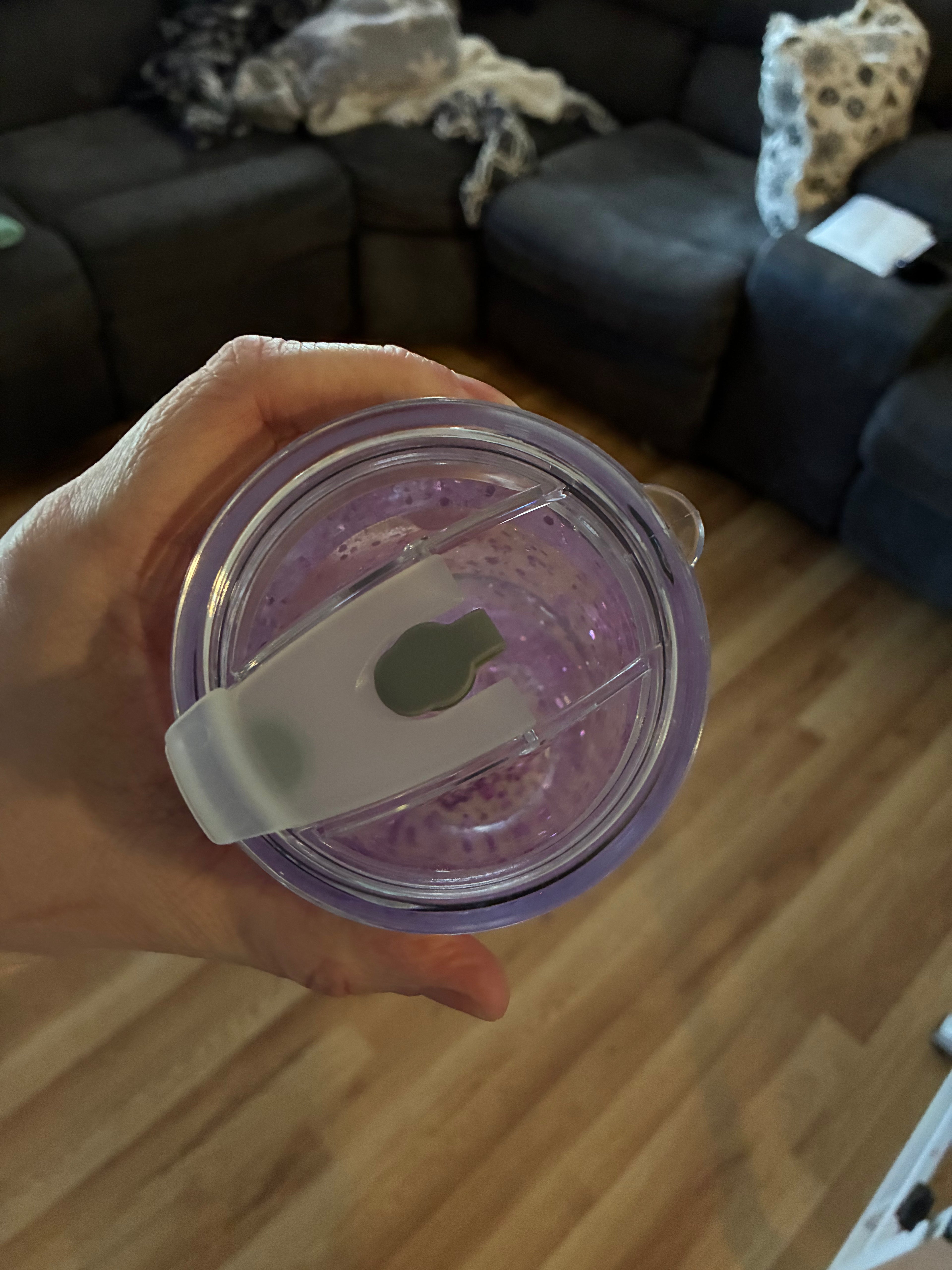 Purple Glitter Suspended Sports Cup